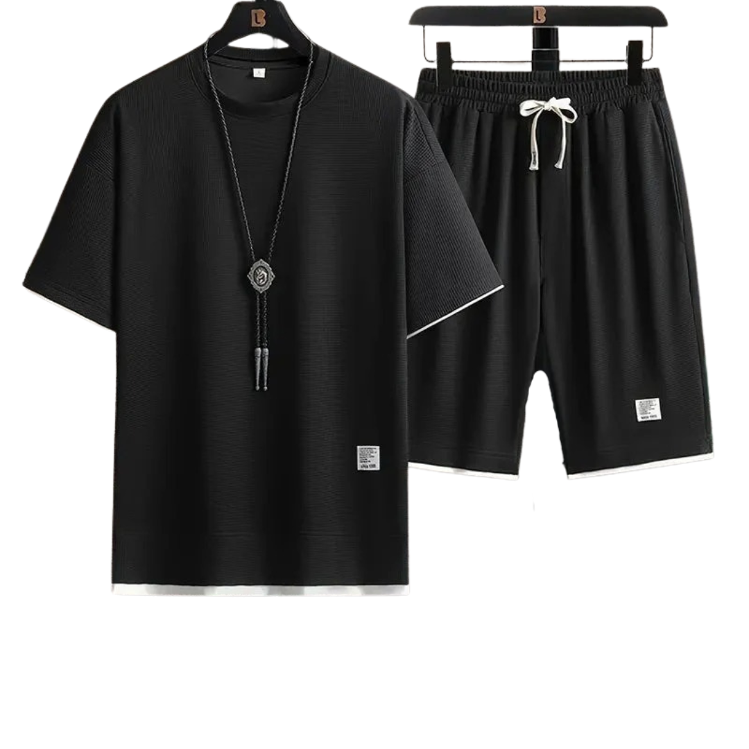 Ensemble homme t-shirt manches courtes et short taille élastiquée coupe droite