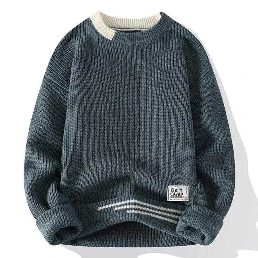 Pull Homme Oversize en Maille Respirante – Poignets Côtelés Coupe Loose | Style Casual Moderne