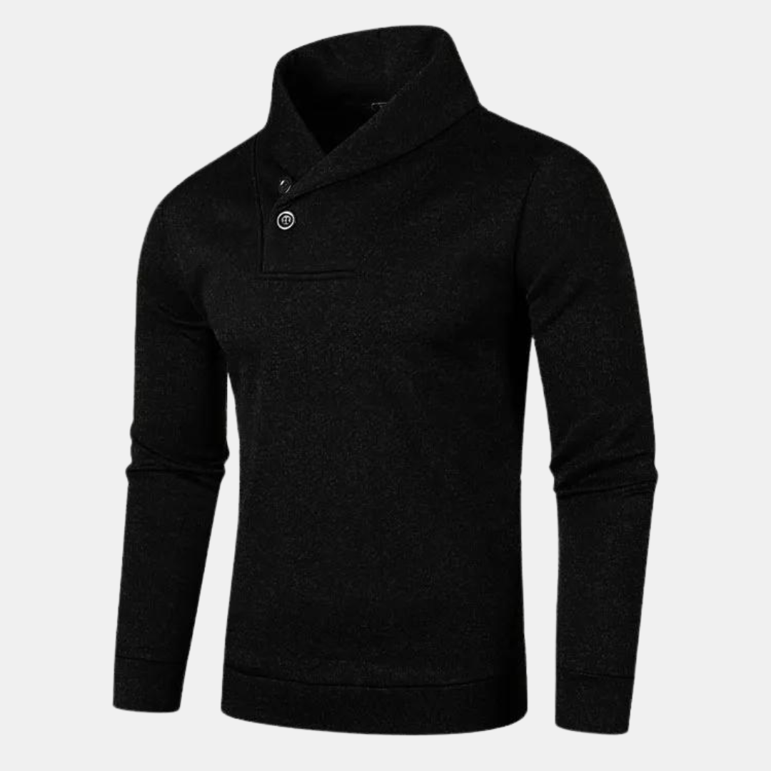 Pull Col Montant Homme Boutonné – Pull en Maille Coupe Ajustée Manches Longues | Élégance Casual
