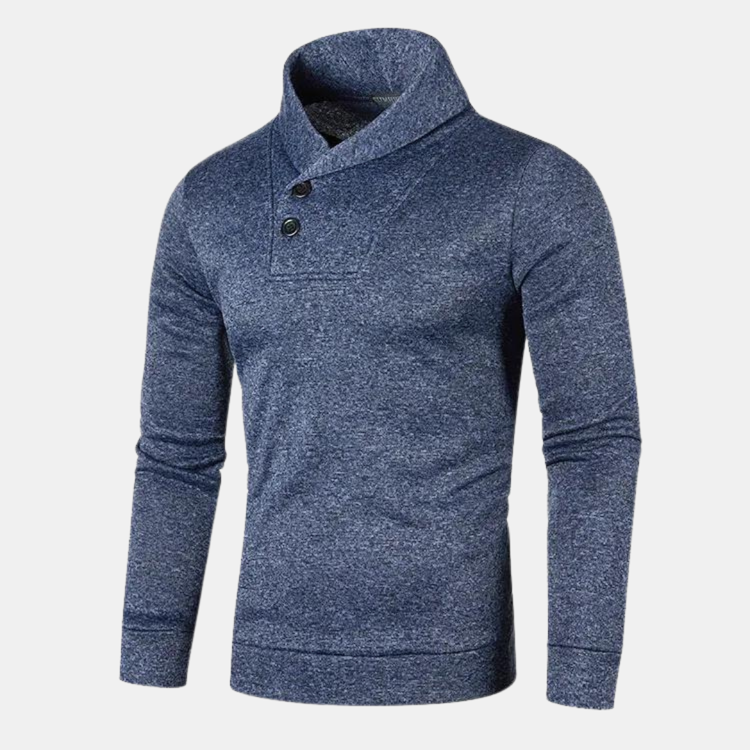 Pull Col Montant Homme Boutonné – Pull en Maille Coupe Ajustée Manches Longues | Élégance Casual