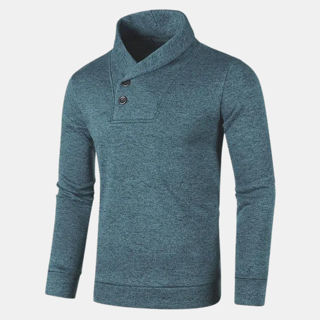 Pull Col Montant Homme Boutonné – Pull en Maille Coupe Ajustée Manches Longues | Élégance Casual