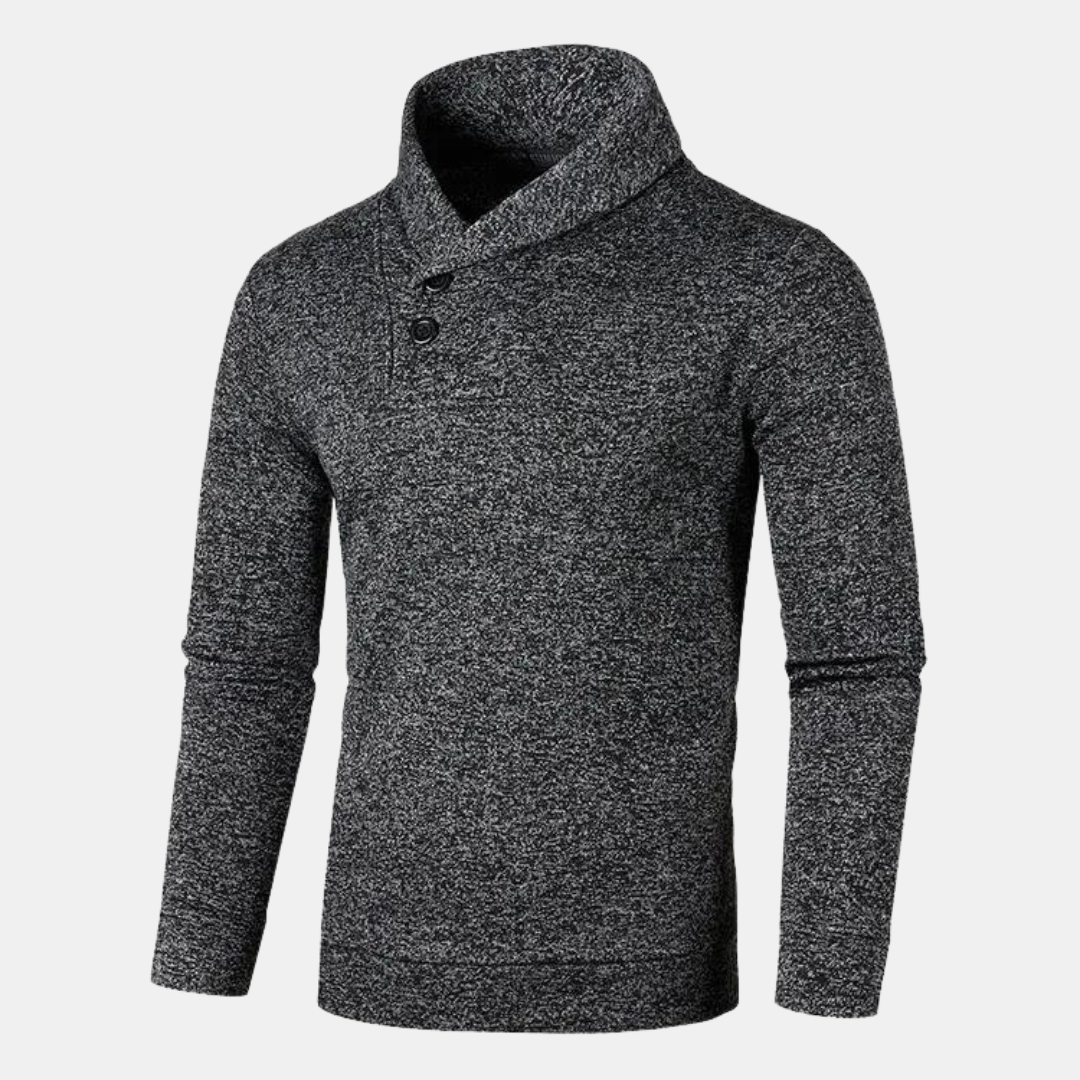 Pull Col Montant Homme Boutonné – Pull en Maille Coupe Ajustée Manches Longues | Élégance Casual