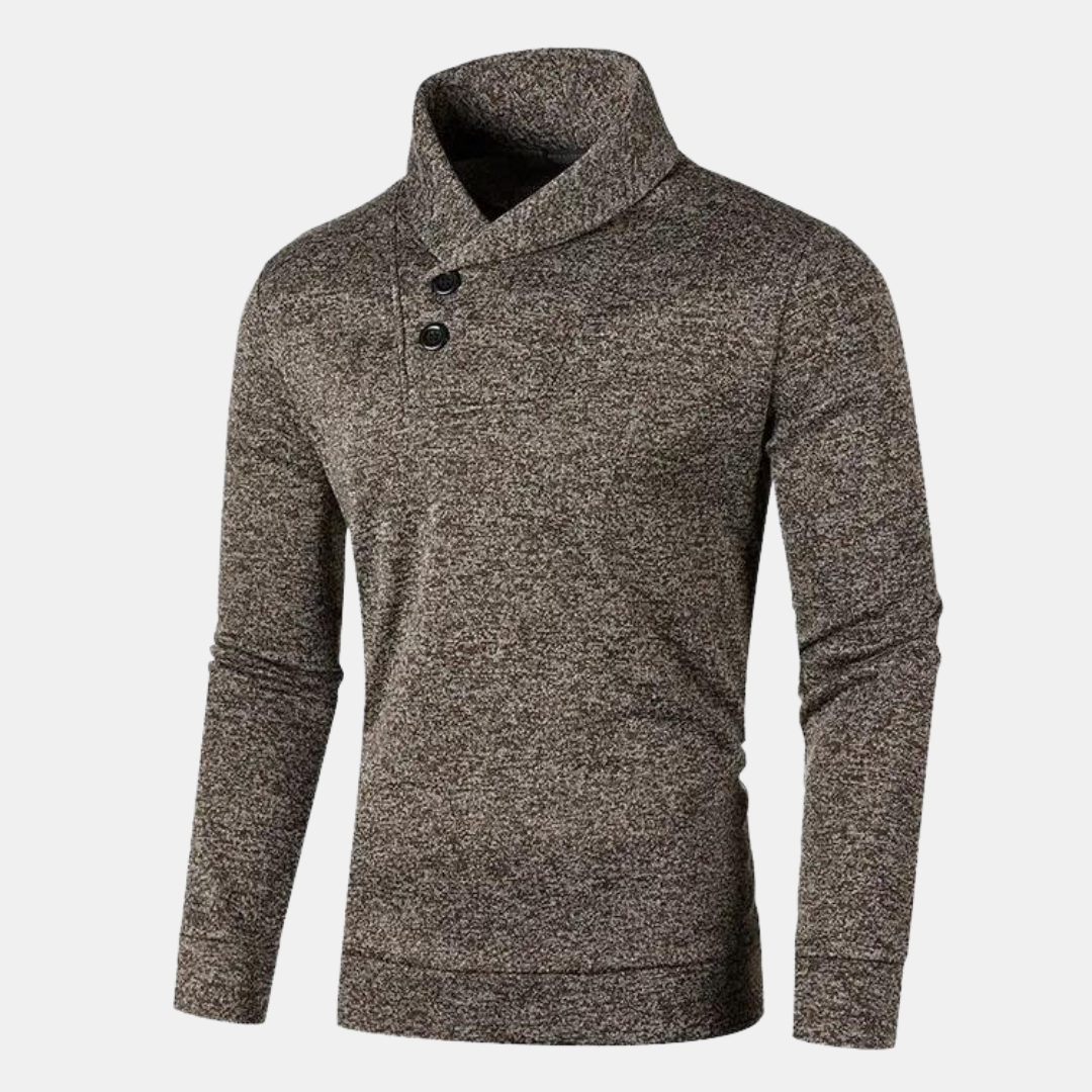 Pull Col Montant Homme Boutonné – Pull en Maille Coupe Ajustée Manches Longues | Élégance Casual