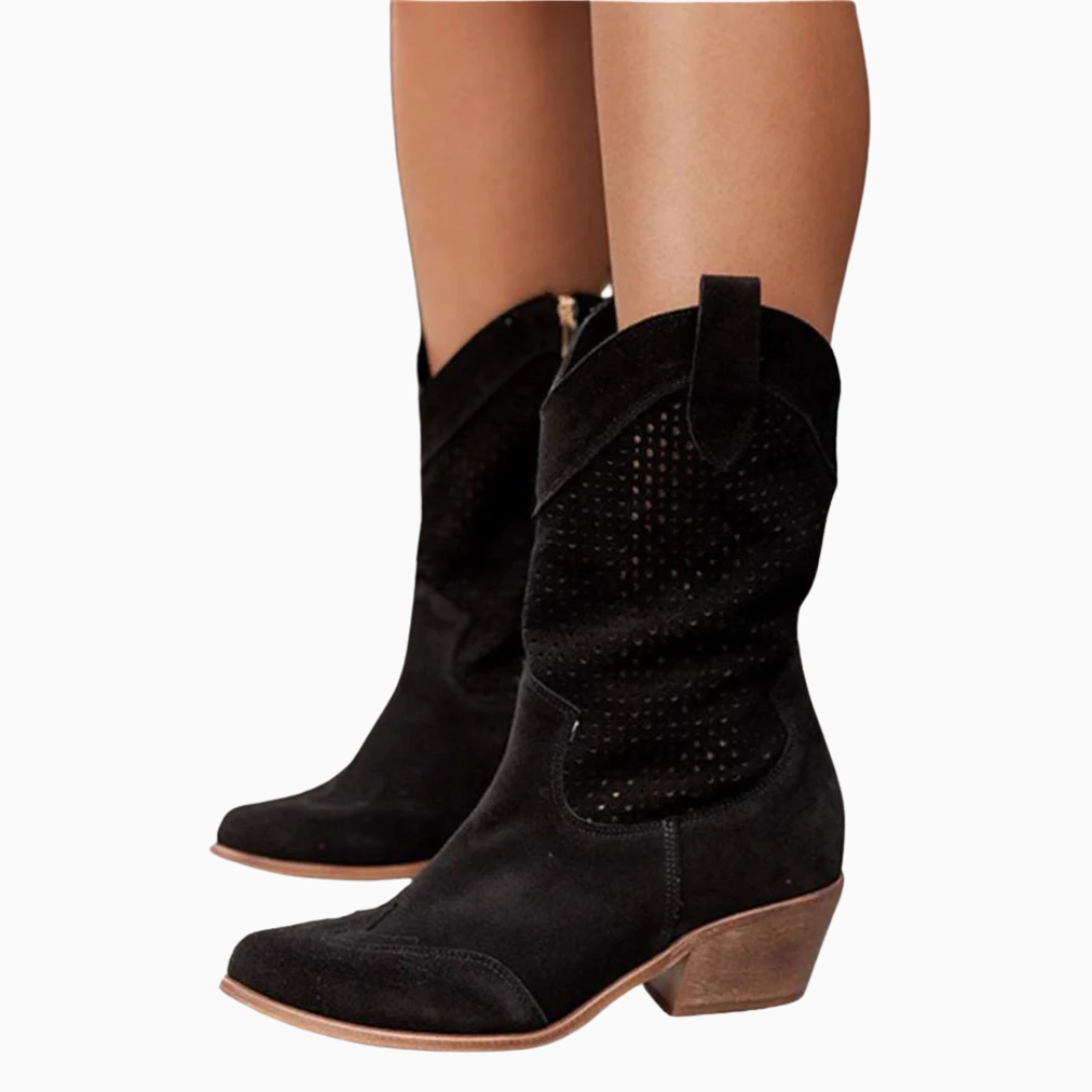 Bottes cowboy femme perforées mi mollet style western