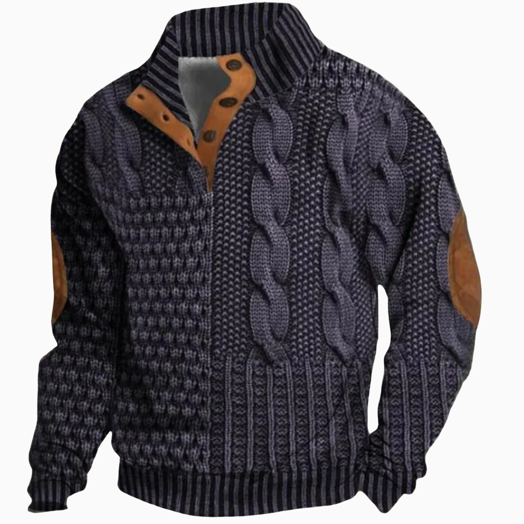 Oliver pull homme maille épaisse texturée col montant boutonné
