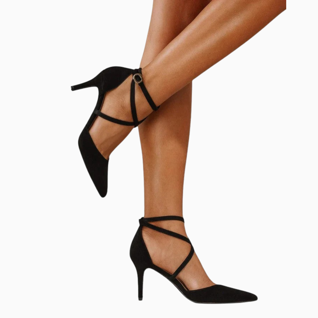 Escarpins femme à brides croisées talon fin bout pointu fermeture boucle