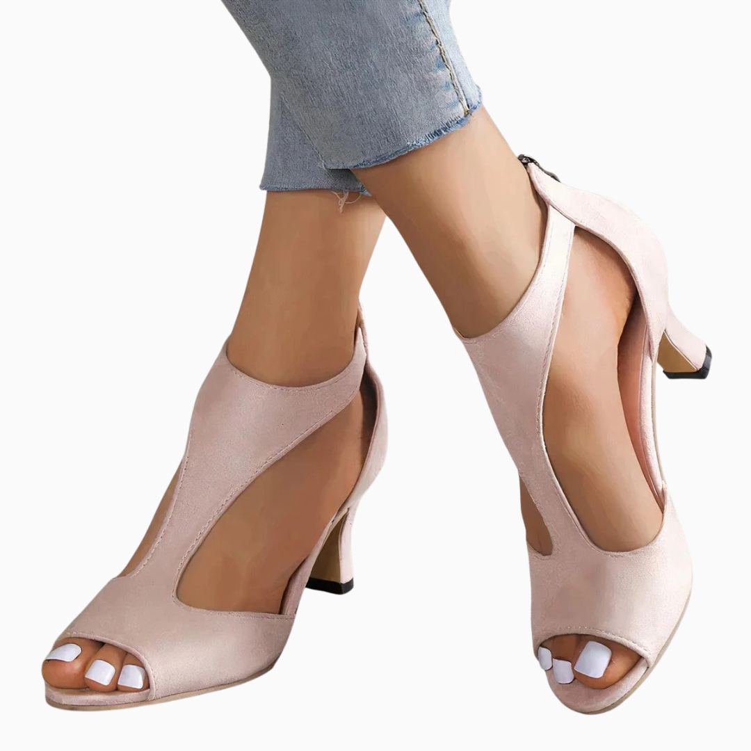 Escarpins femme ajourés bout ouvert talon mi-haut