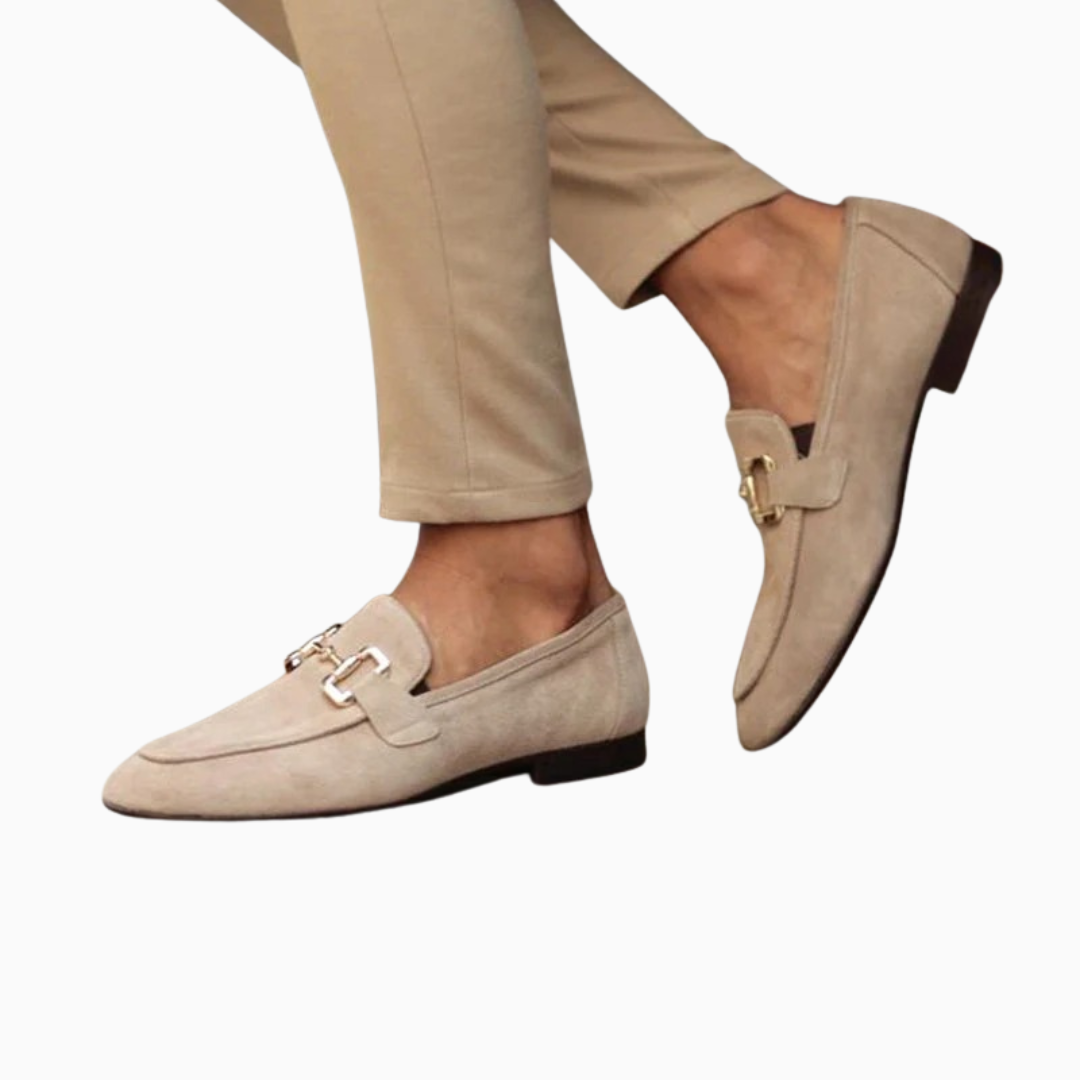 Mocassins homme en daim avec mors métallique chaussures à enfiler