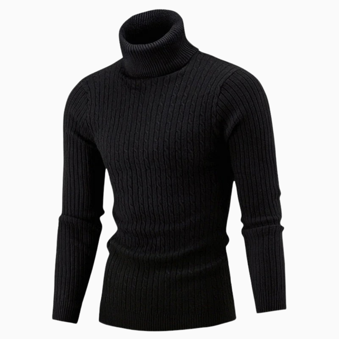Marco pull homme col roulé maille côtelée
