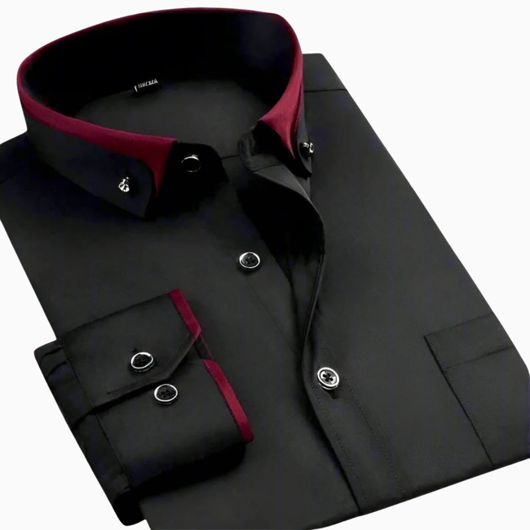 Chemise Homme Coupe Slim – Détails Col et Poignets Contrastés