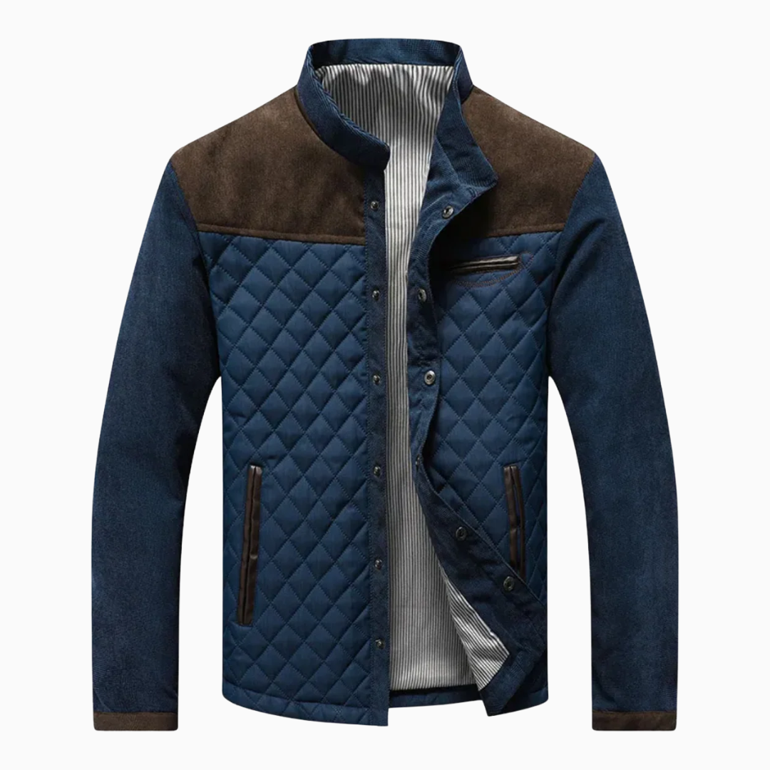 Veste Homme Matelassée Boutonnée Col Montant Style Moderne Décontracté