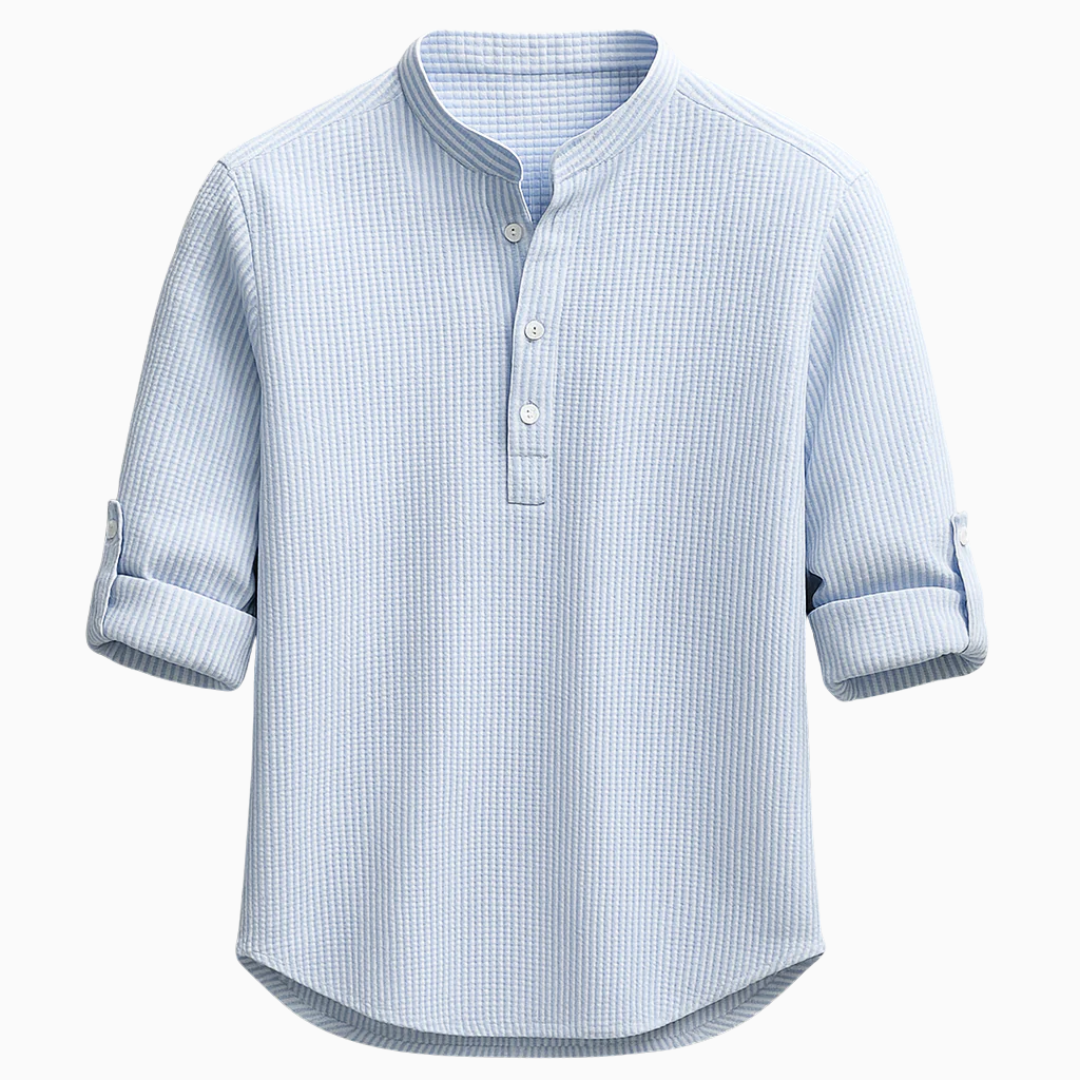 Chemise Homme Col Mao Texturée – Style Léger et Moderne