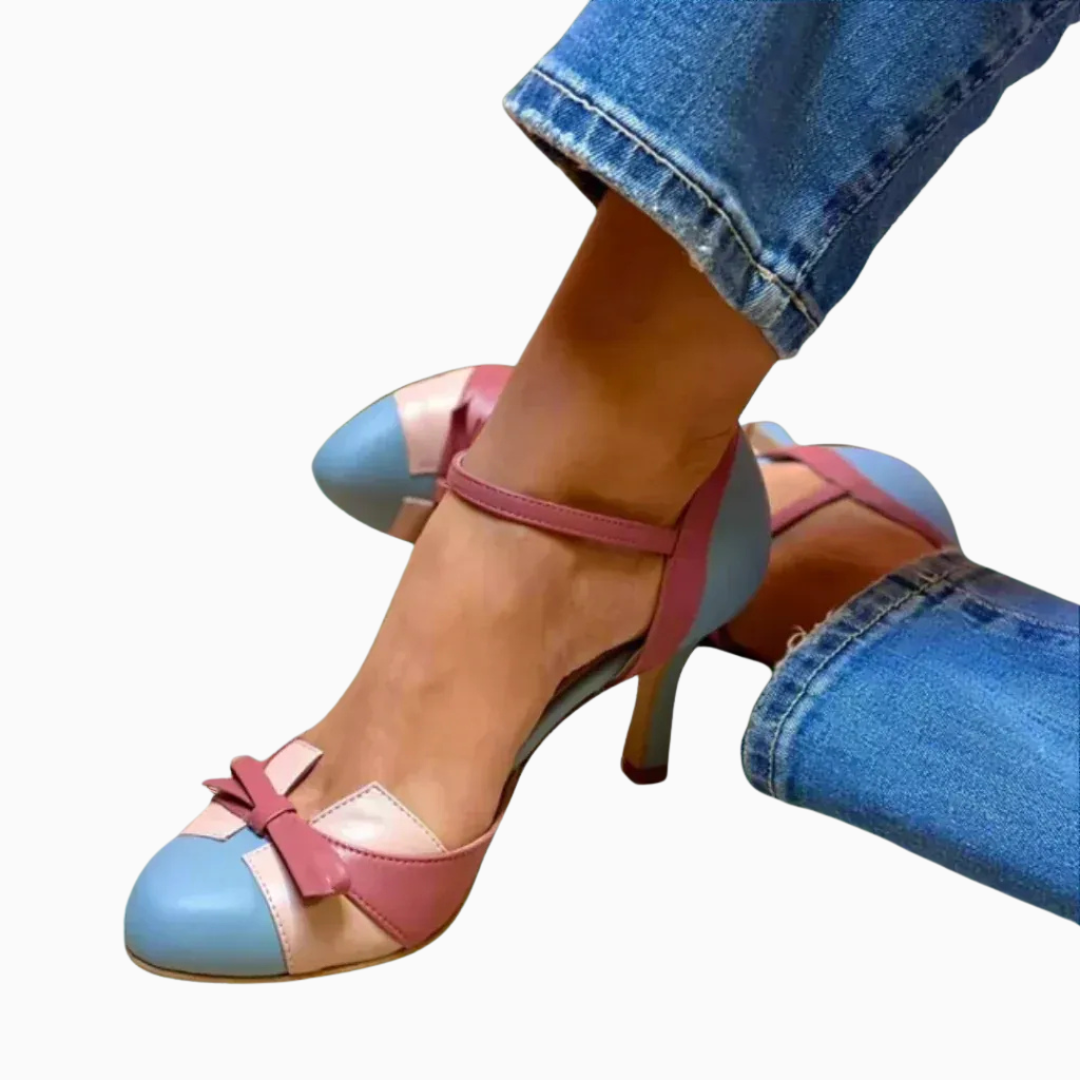 Escarpins femme style vintage avec nœud et bride cheville