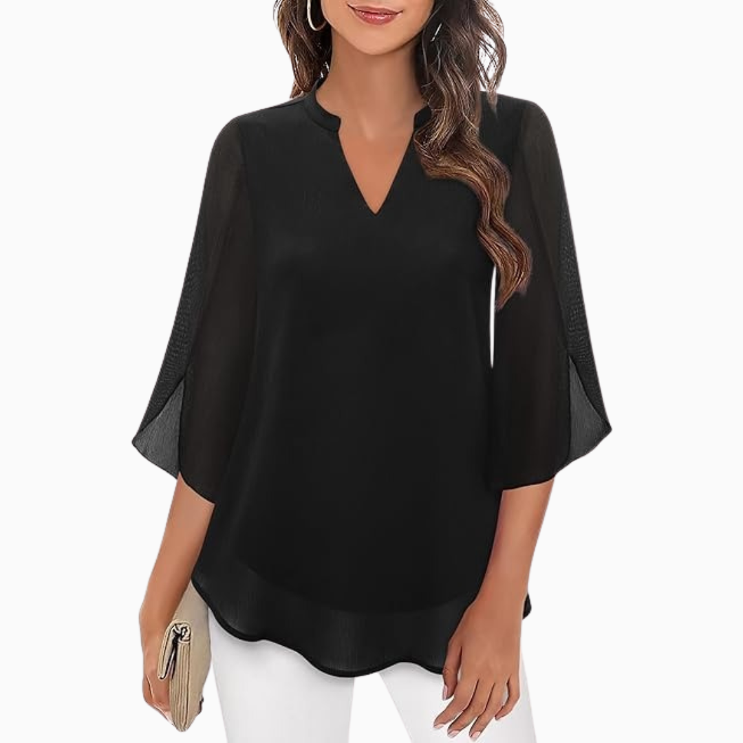 Blouse femme col V coupe ample élégante