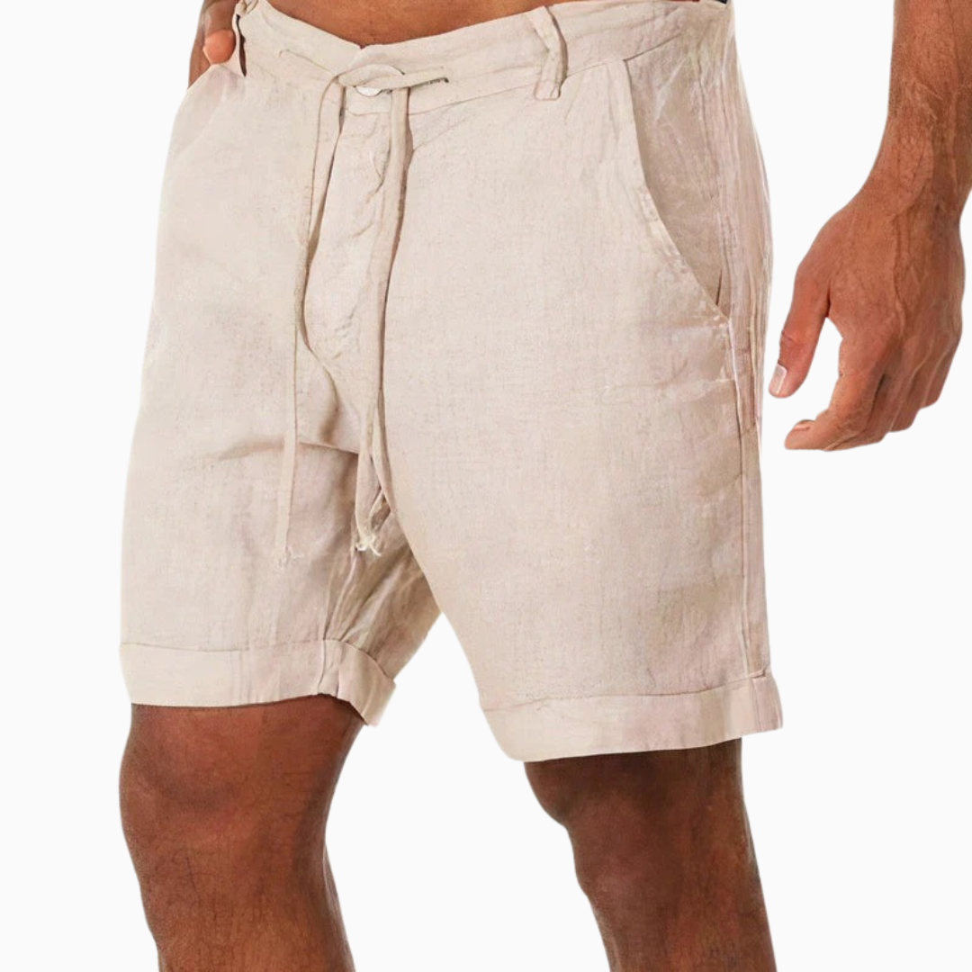 Bermuda homme taille élastique cordon de serrage coupe droite longueur genou