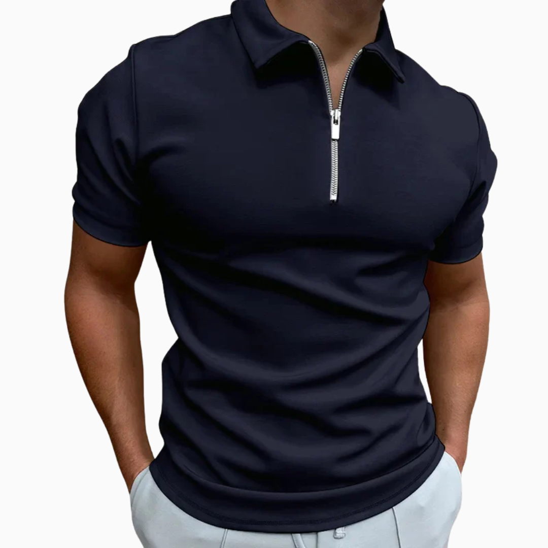 Polo Homme à Fermeture Zippée – Coupe Moderne et Ajustée