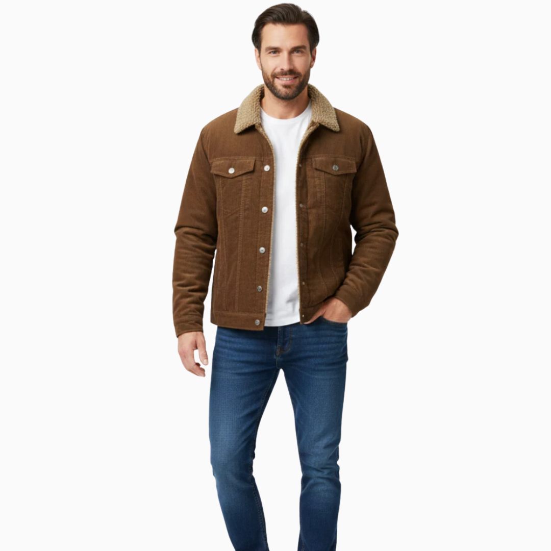 Veste homme col doublé effet fourrure fermeture boutonnée manches longues