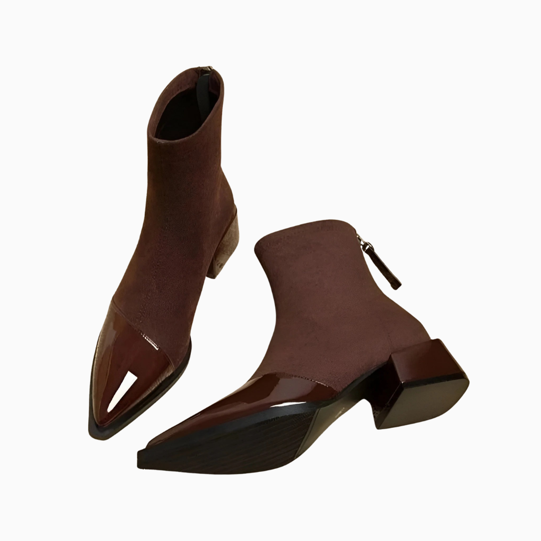 Bottines femme bout pointu talon bloc style élégant