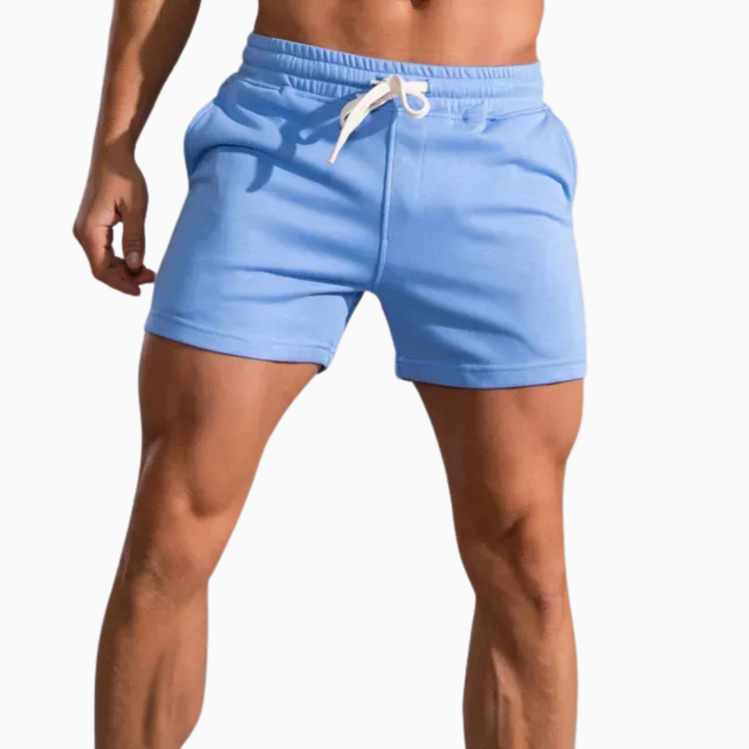 Short homme taille élastique cordon de serrage coupe slim longueur au-dessus du genou
