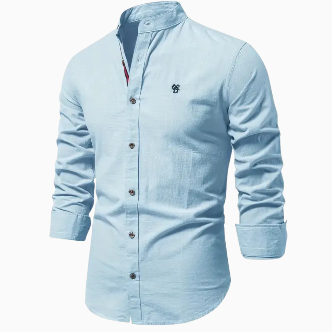 Elio chemise homme manches longues col montant style casual