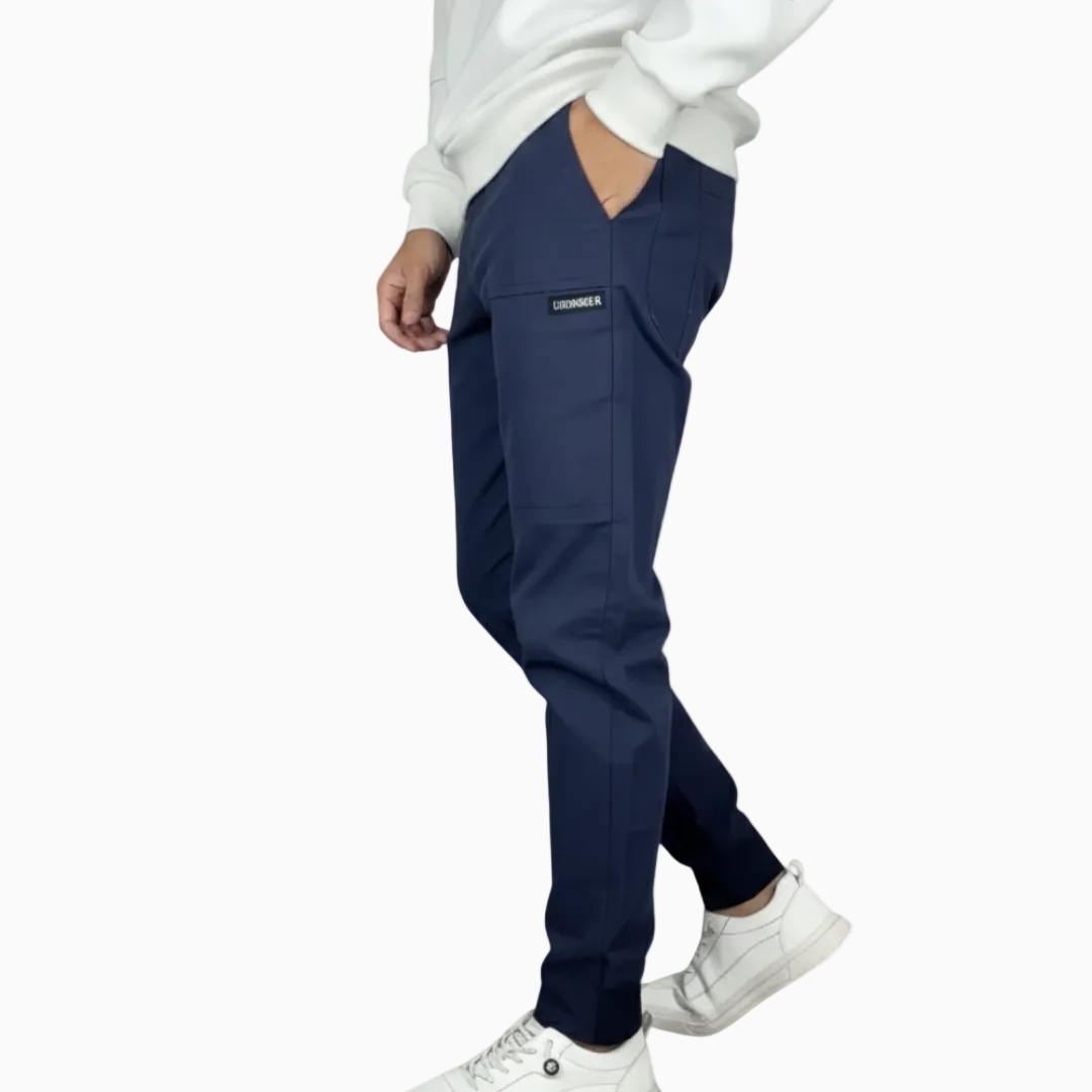 Pantalon cargo homme coupe slim jambe fuselée longueur cheville