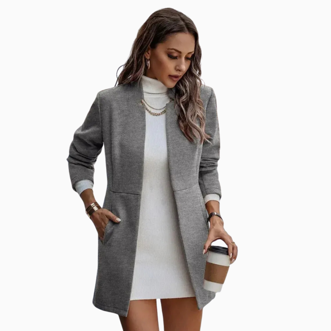 Blazer Long Femme Ouvert Style Élégant Décontracté Veste Légère