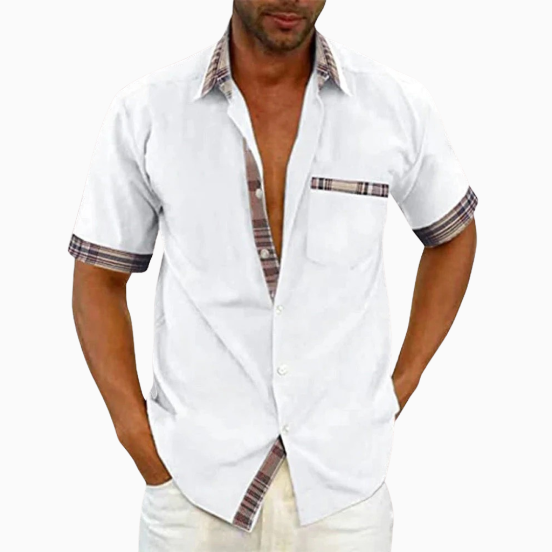 Lorenzo blouse homme été manches courtes poche poitrine style casual