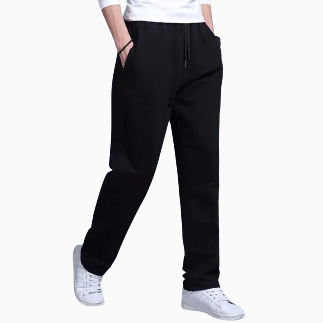 Pantalon jogger homme taille élastique cordon de serrage coupe droite longueur cheville