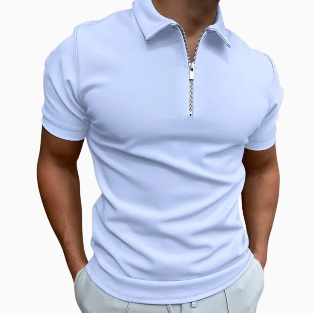 Polo Homme Col Zippé – Manches Courtes Coupe Moderne | Style Casual Chic Estival