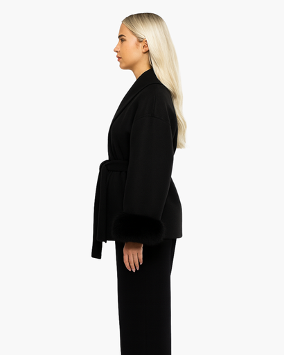 Manteau femme à ceinture - coupe ample avec manches élégantes