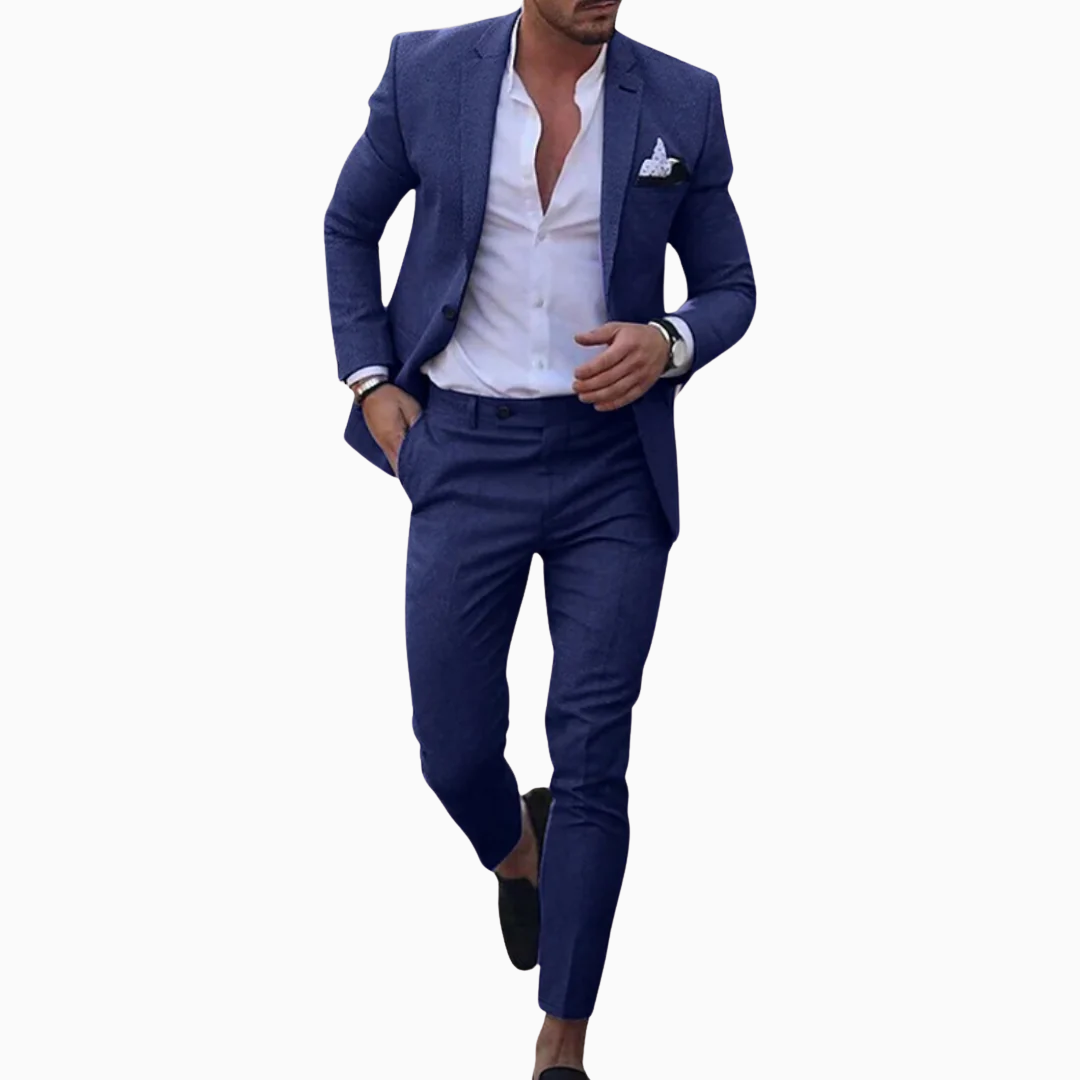 Costume homme veste et pantalon coupe ajustée fermeture boutonnée