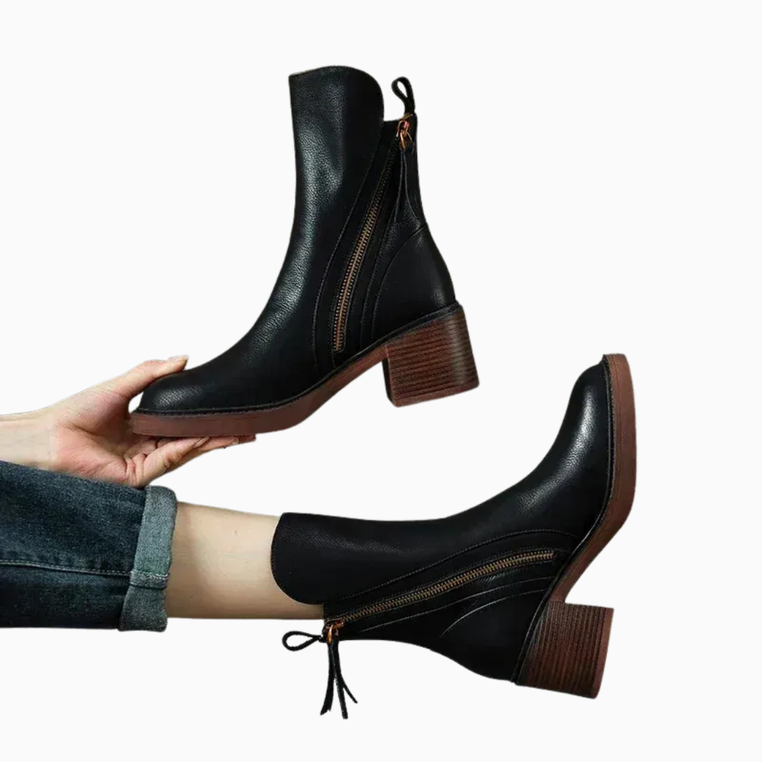 Bottines femme à fermeture zippée latérale talon bloc