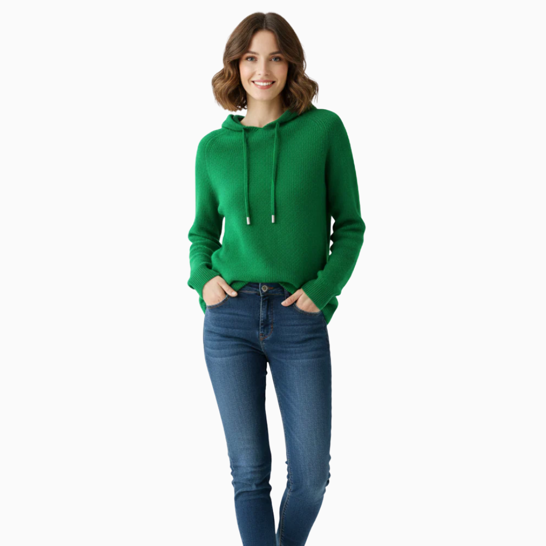 Sweat à capuche femme manches longues cordons de serrage coupe droite