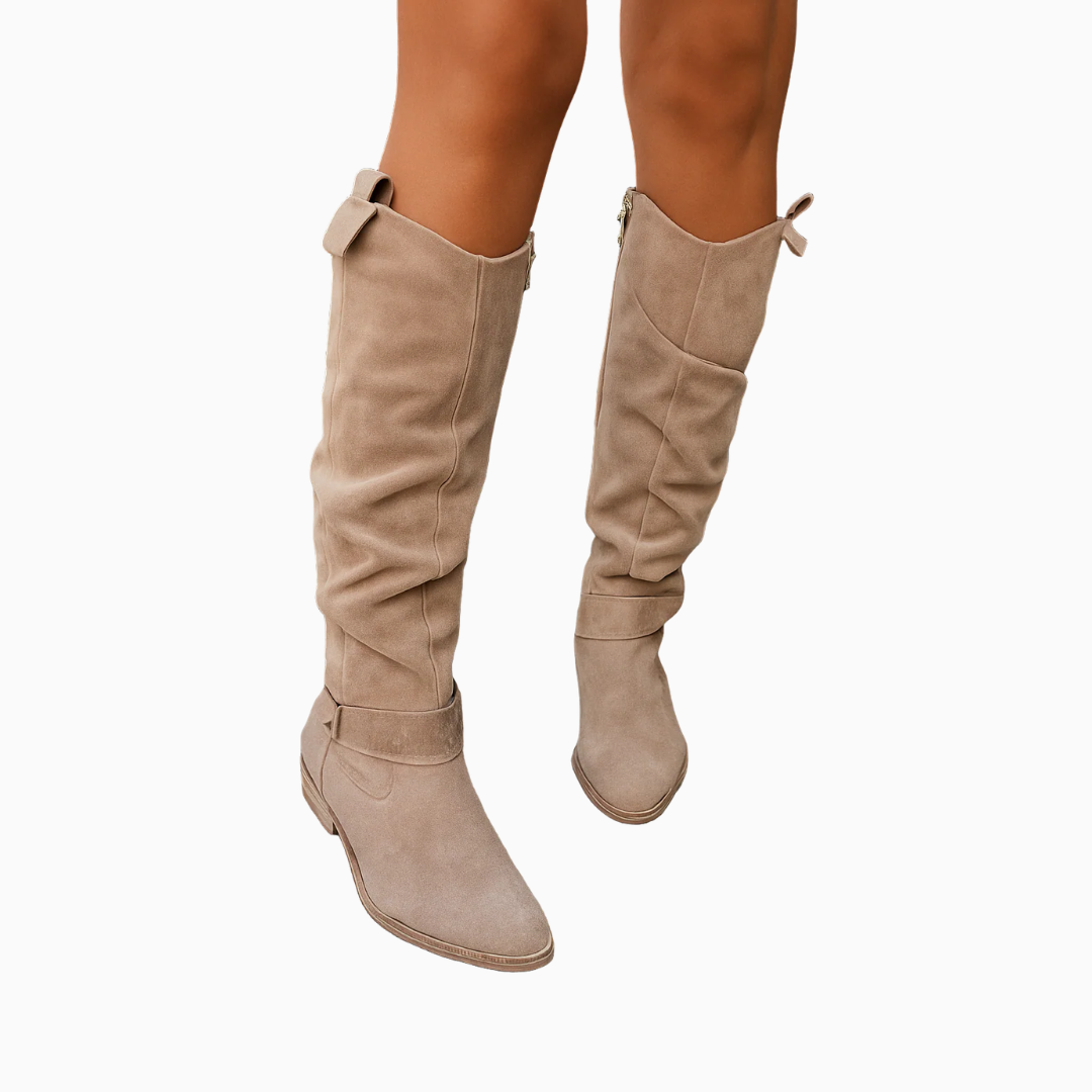 Bottes hautes femme style froncé décontracté chic