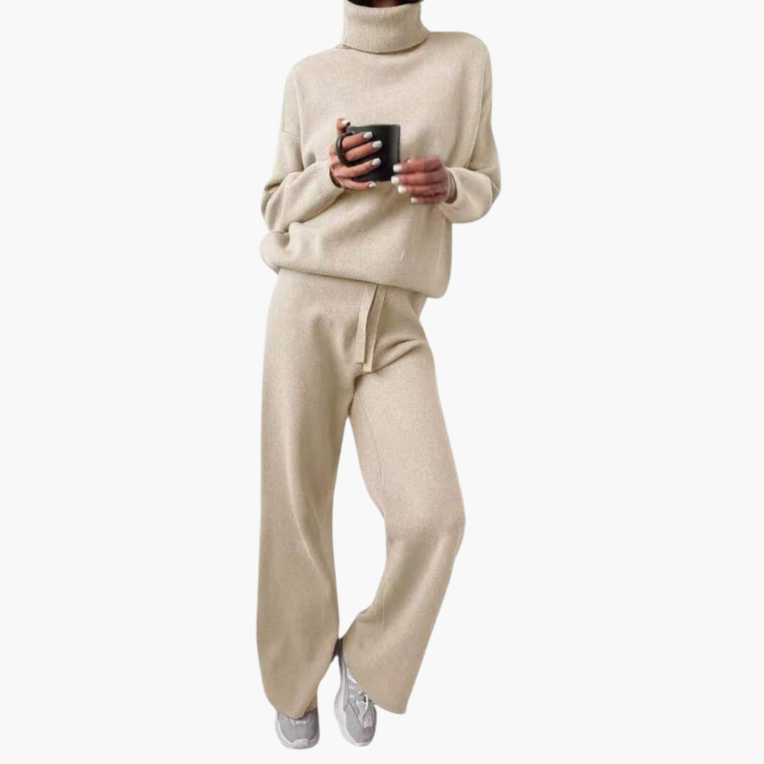 Ensemble Col Roulé Tricot Femme – Pull & Pantalon Coordonné | Everly Loungewear Hiver
