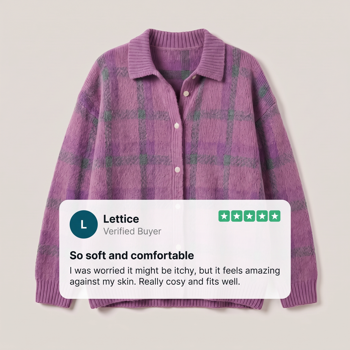 Gilet Femme à Carreaux Vintage Col Chemise – Pull Boutonné en Maille Coupe Ample | Style Rétro d'Hiver