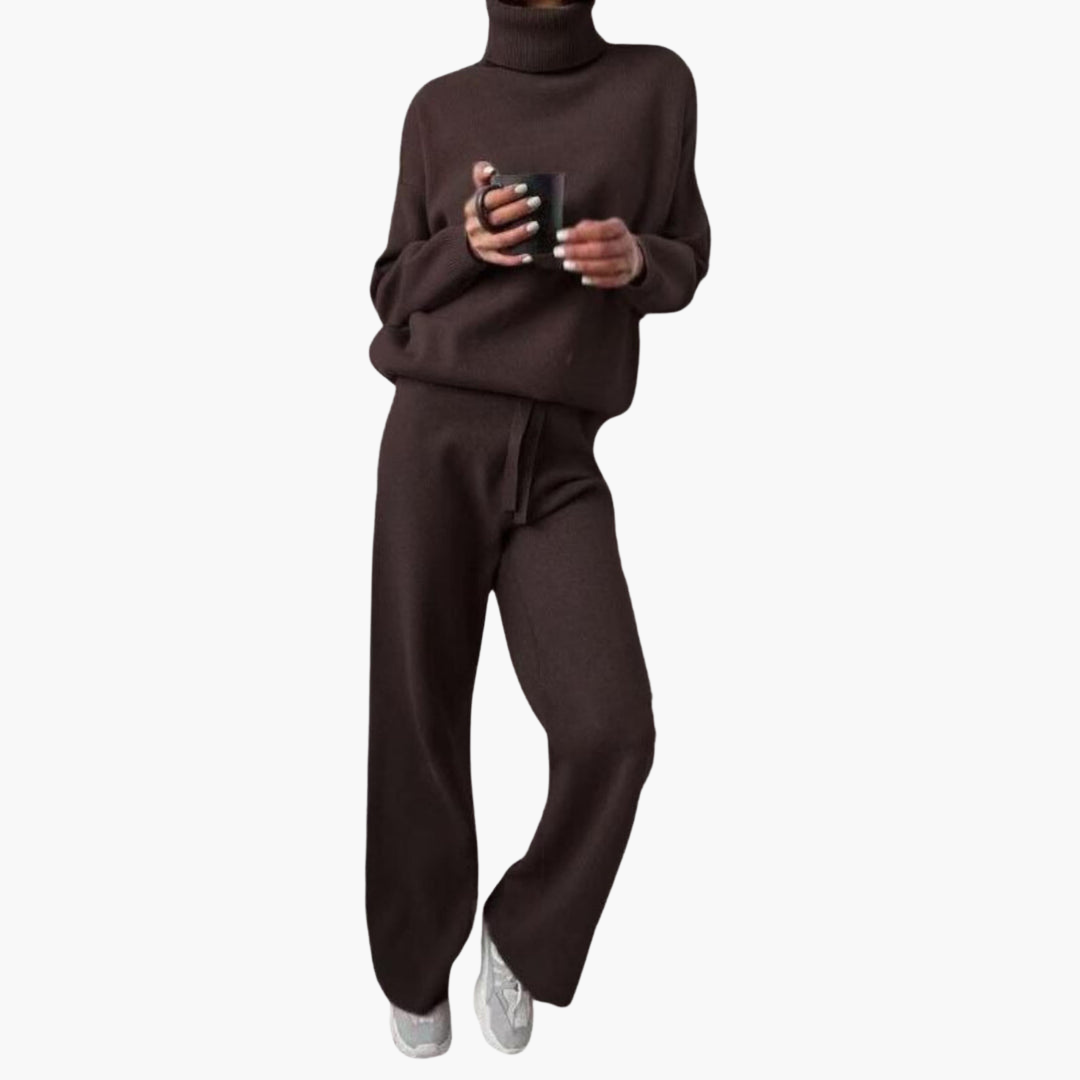 Ensemble Col Roulé Tricot Femme – Pull & Pantalon Coordonné | Everly Loungewear Hiver