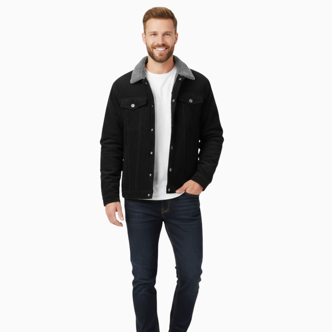 Veste homme col doublé effet fourrure fermeture boutonnée manches longues