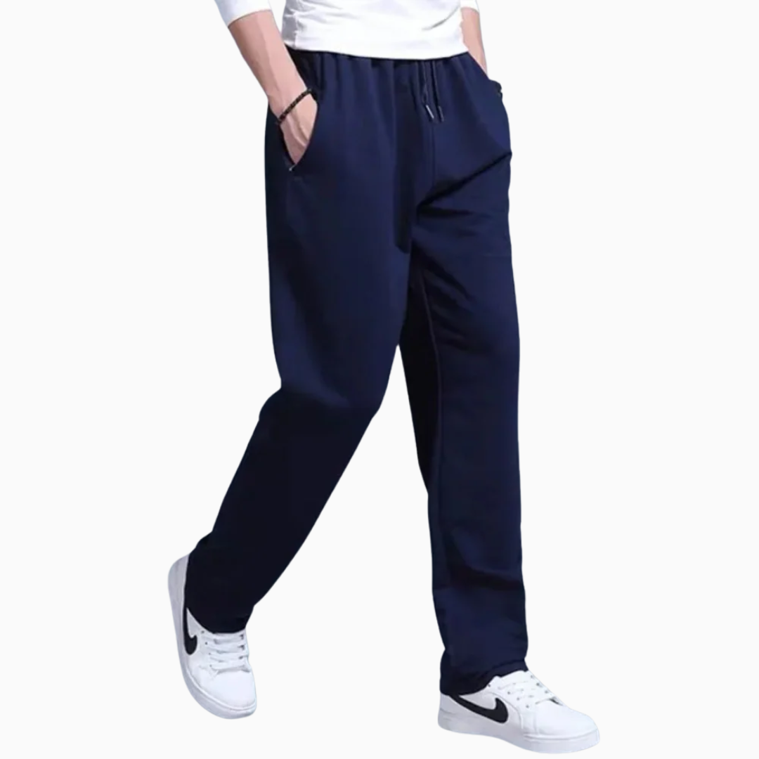 Pantalon jogger homme taille élastique cordon de serrage coupe droite longueur cheville