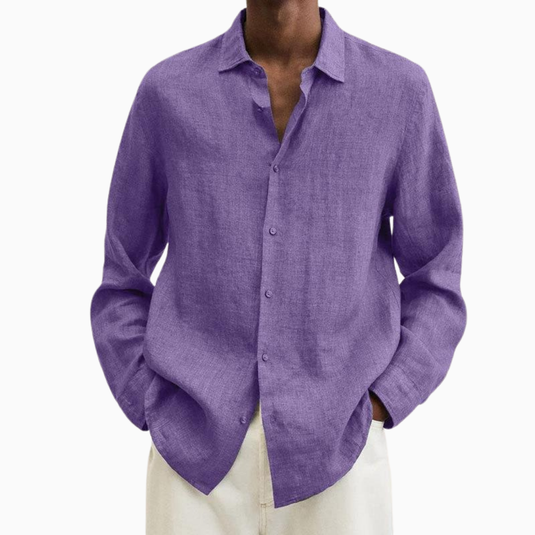 Lorenzo chemise homme en lin manches longues col chemise style casual