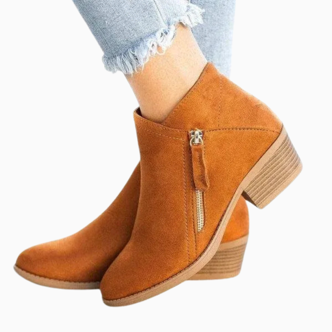 Bottines femme à fermeture zippée latérale talon bloc