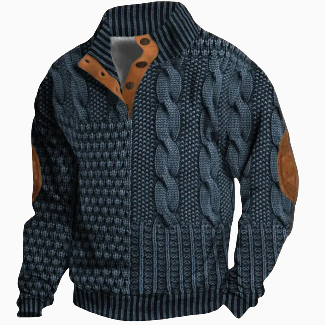 Oliver pull homme maille épaisse texturée col montant boutonné