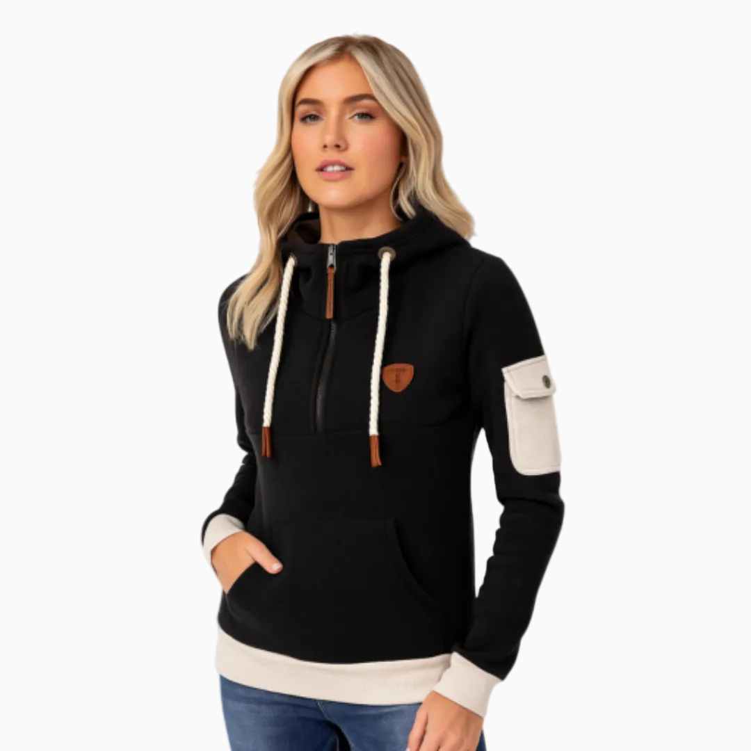 Sweat à capuche femme décontracté manches longues cordon ajustable stylé