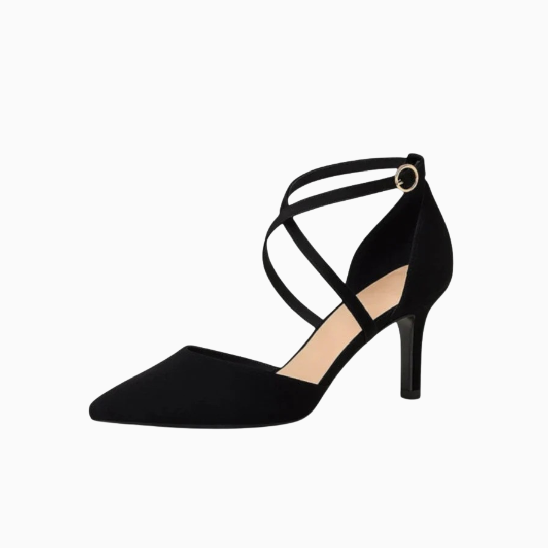 Escarpins femme à brides croisées talon fin bout pointu fermeture boucle