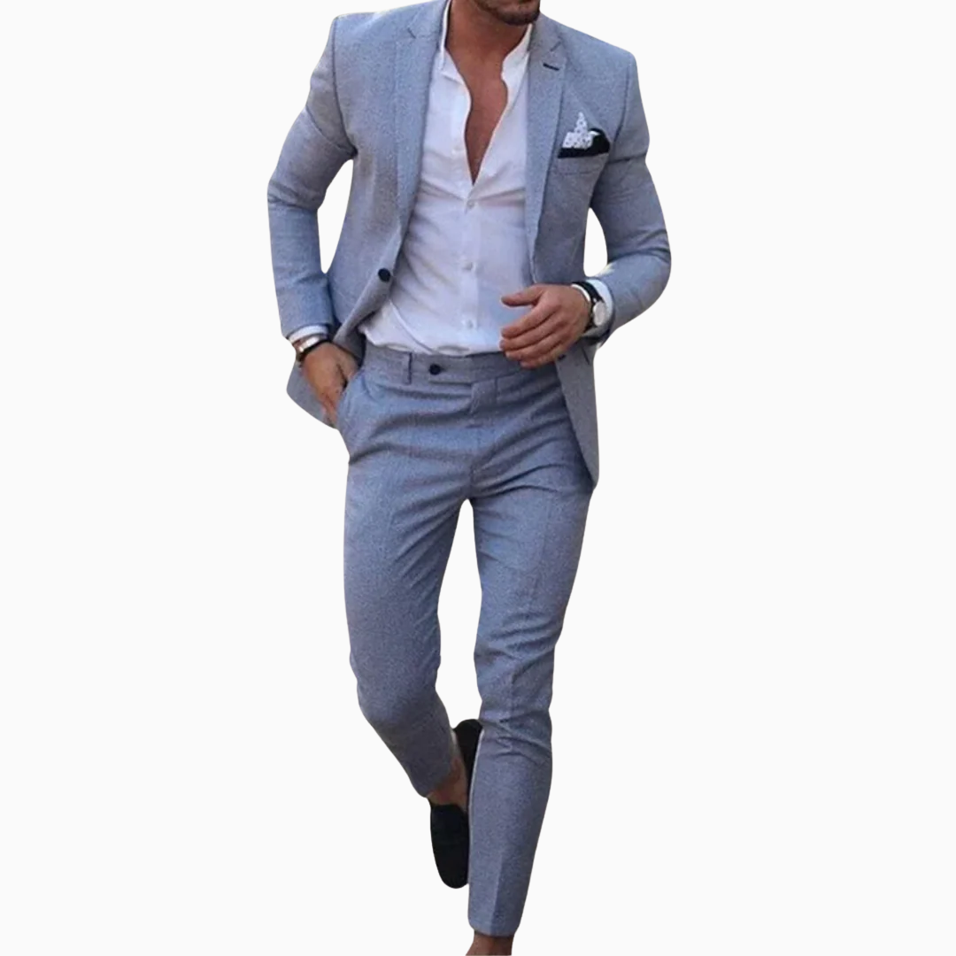 Costume homme veste et pantalon coupe ajustée fermeture boutonnée