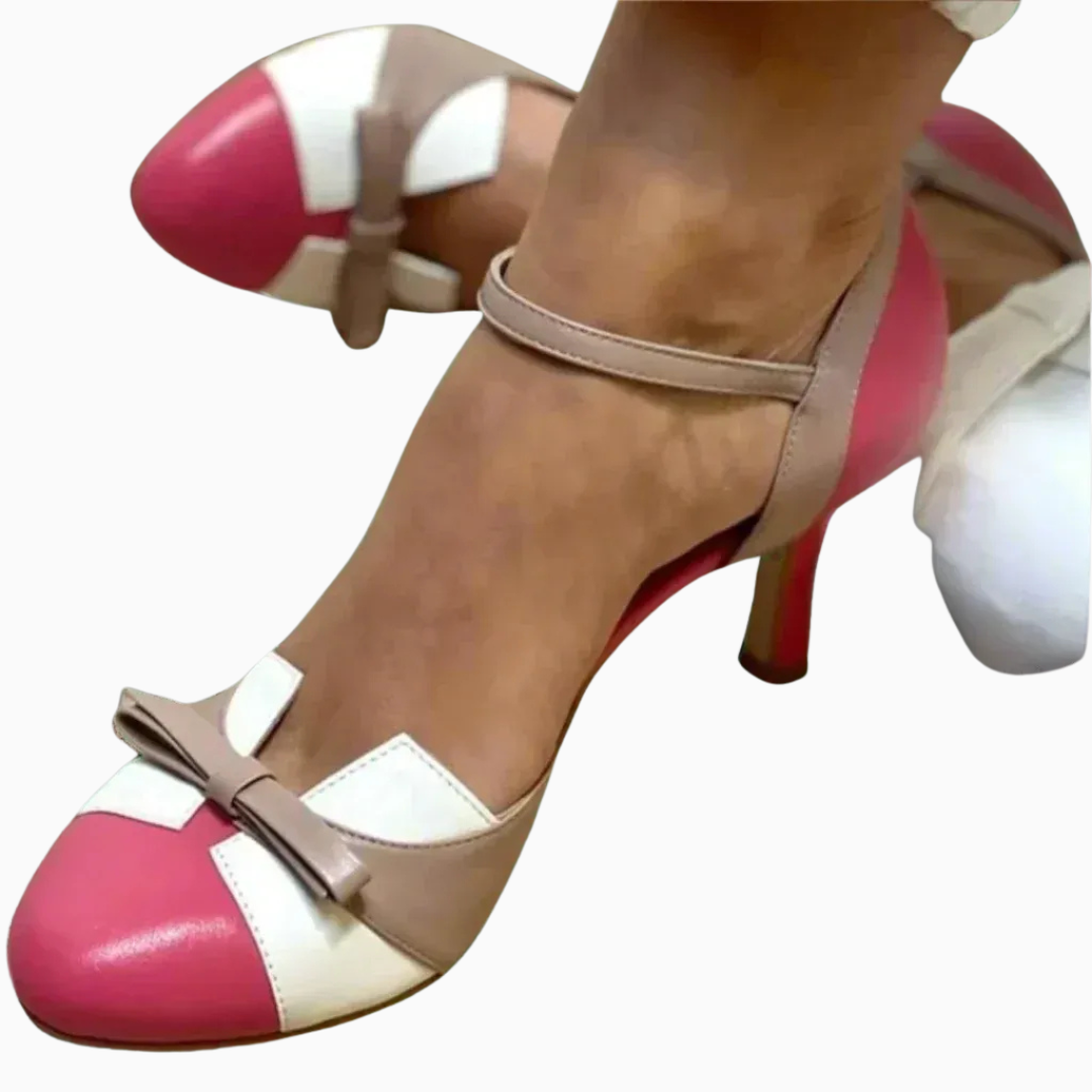 Escarpins femme style vintage avec nœud et bride cheville