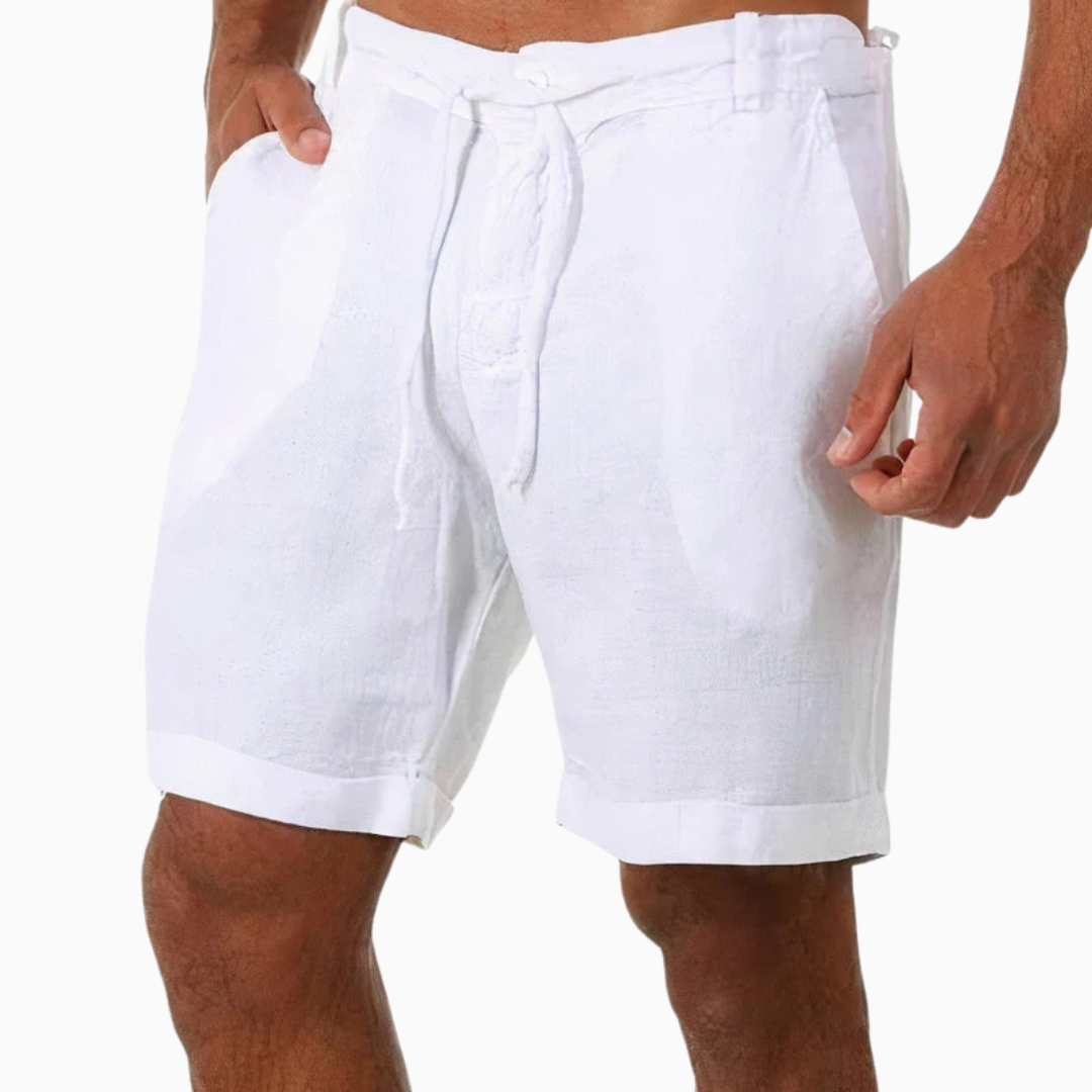 Bermuda homme taille élastique cordon de serrage coupe droite longueur genou