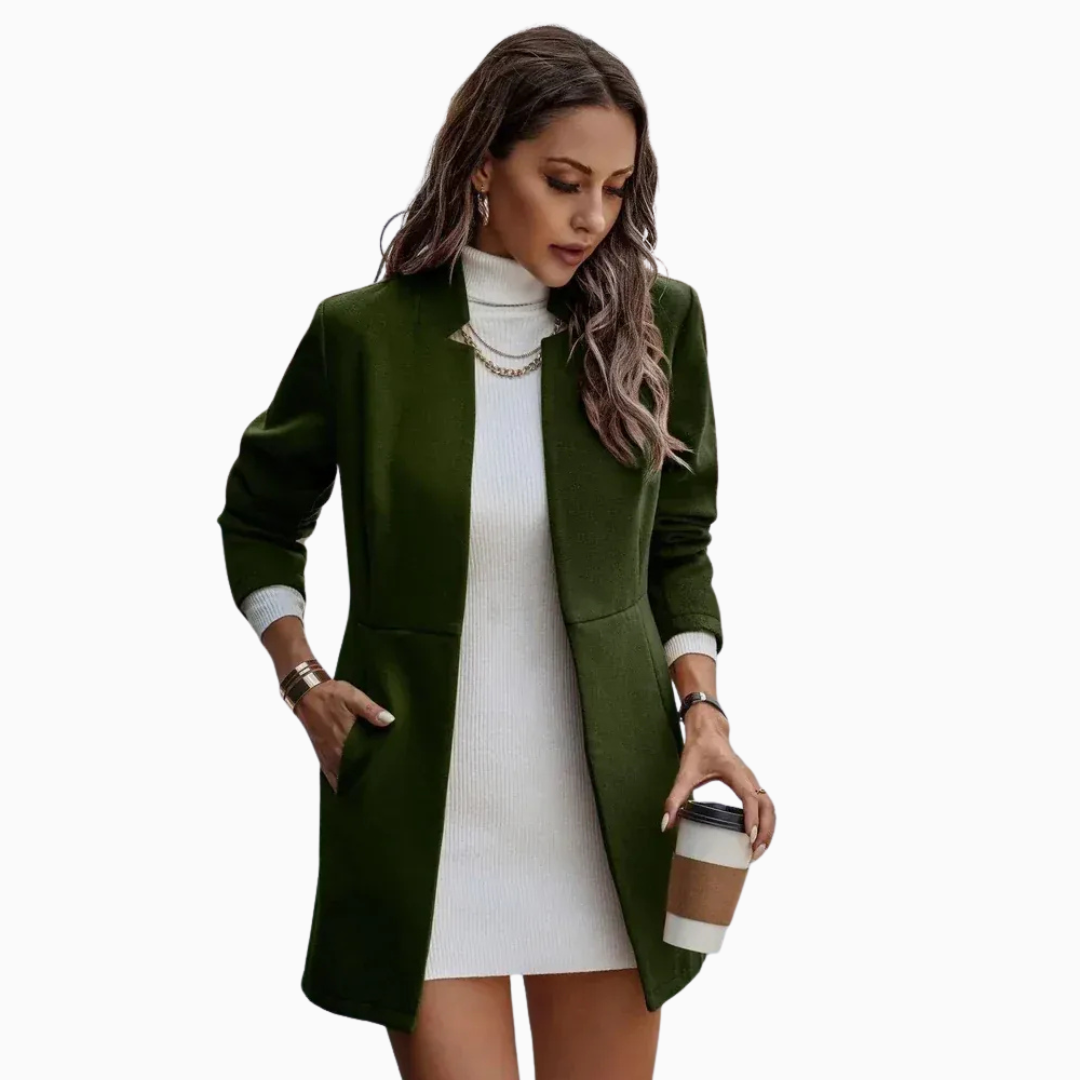 Blazer Long Femme Ouvert Style Élégant Décontracté Veste Légère