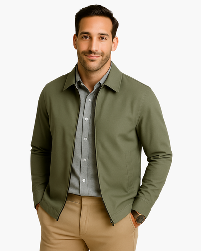 Veste homme zippée - coupe droite avec doublure discrète