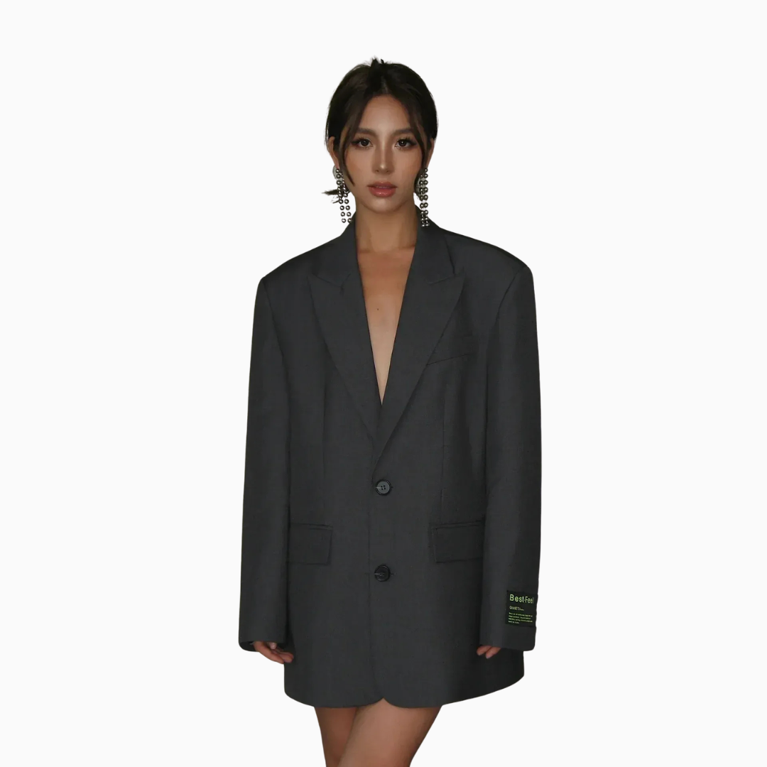 Elvira | Blazer femme oversize long coupe droite style moderne et élégant
